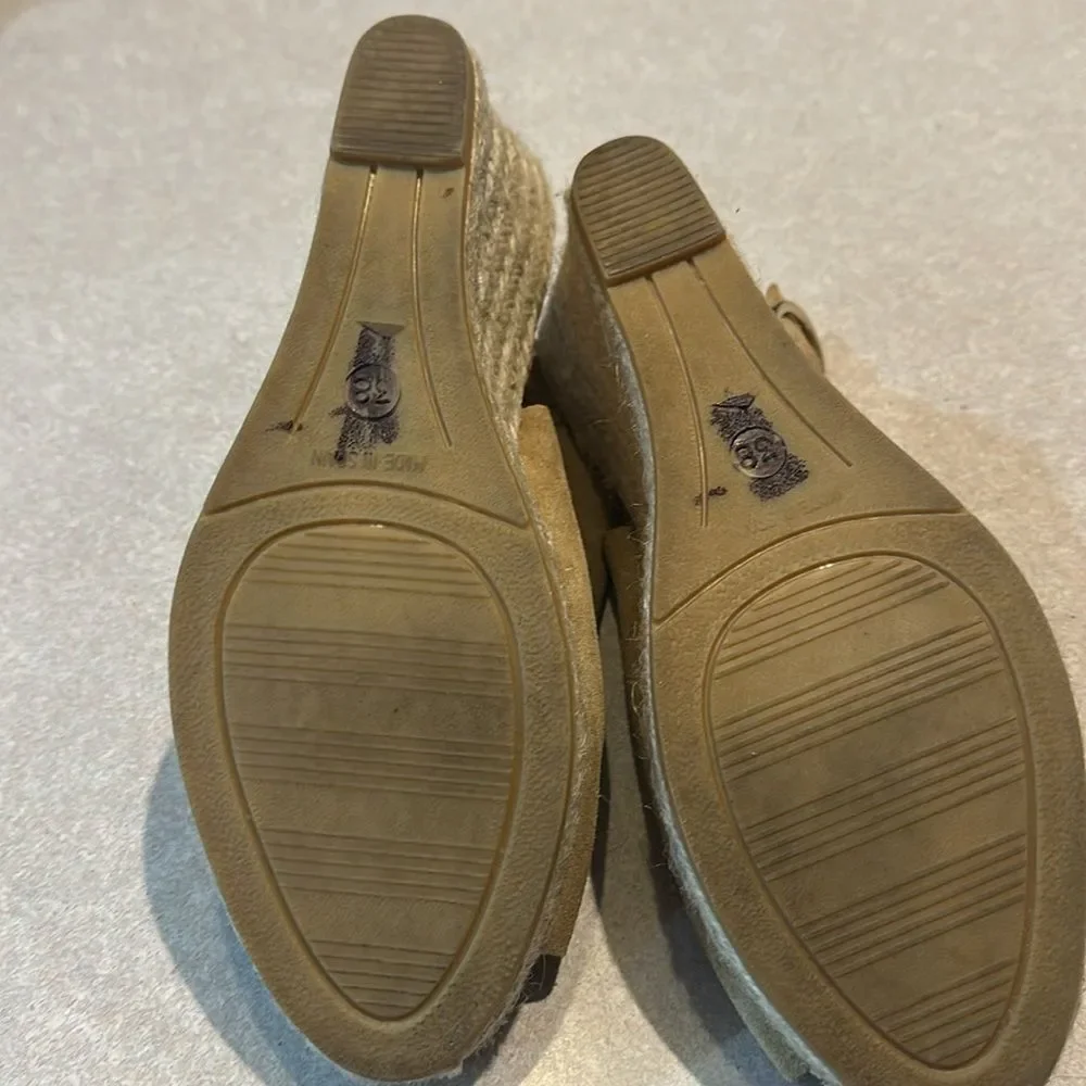 KANNA Tan Suede Slingback Espadrille Wedge